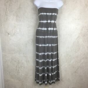 INC International Concepts Grey & White Tie-Dye Rhinestone Dress Size L